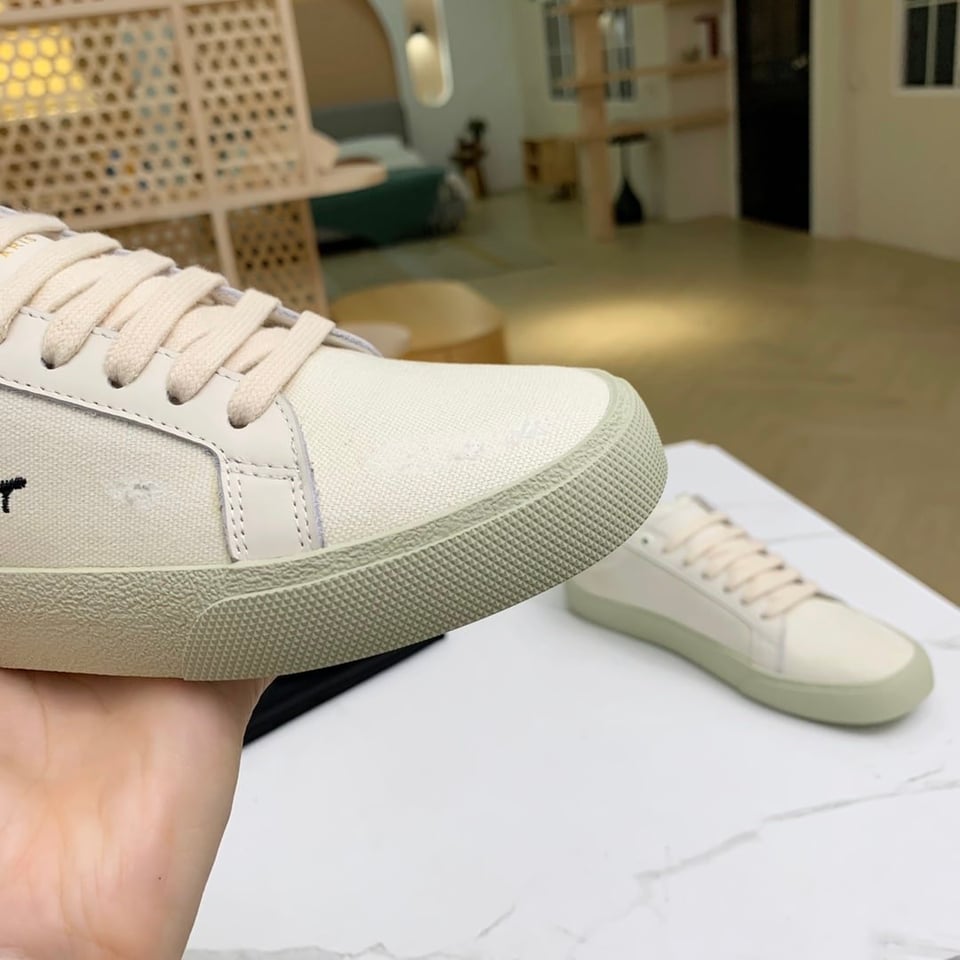 Saint Laurent Court Classic Embroidered Sneakers White 610648Gup109113 view 4
