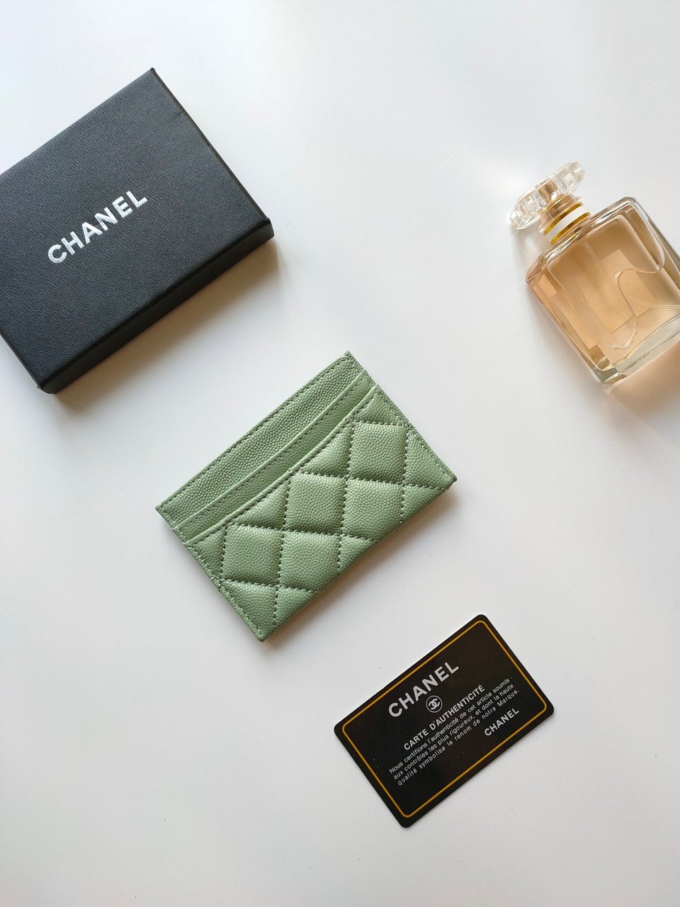 Chanel Card Holder 11.2 Light Grren Grained Calfskin Gold Icon view 6
