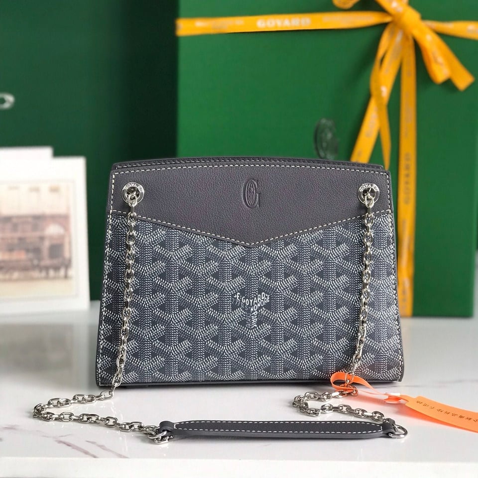 Goyard Rouette Structuré Mini Bag 21cm Grey Black Goyardine Canvas And Calfskin view 2