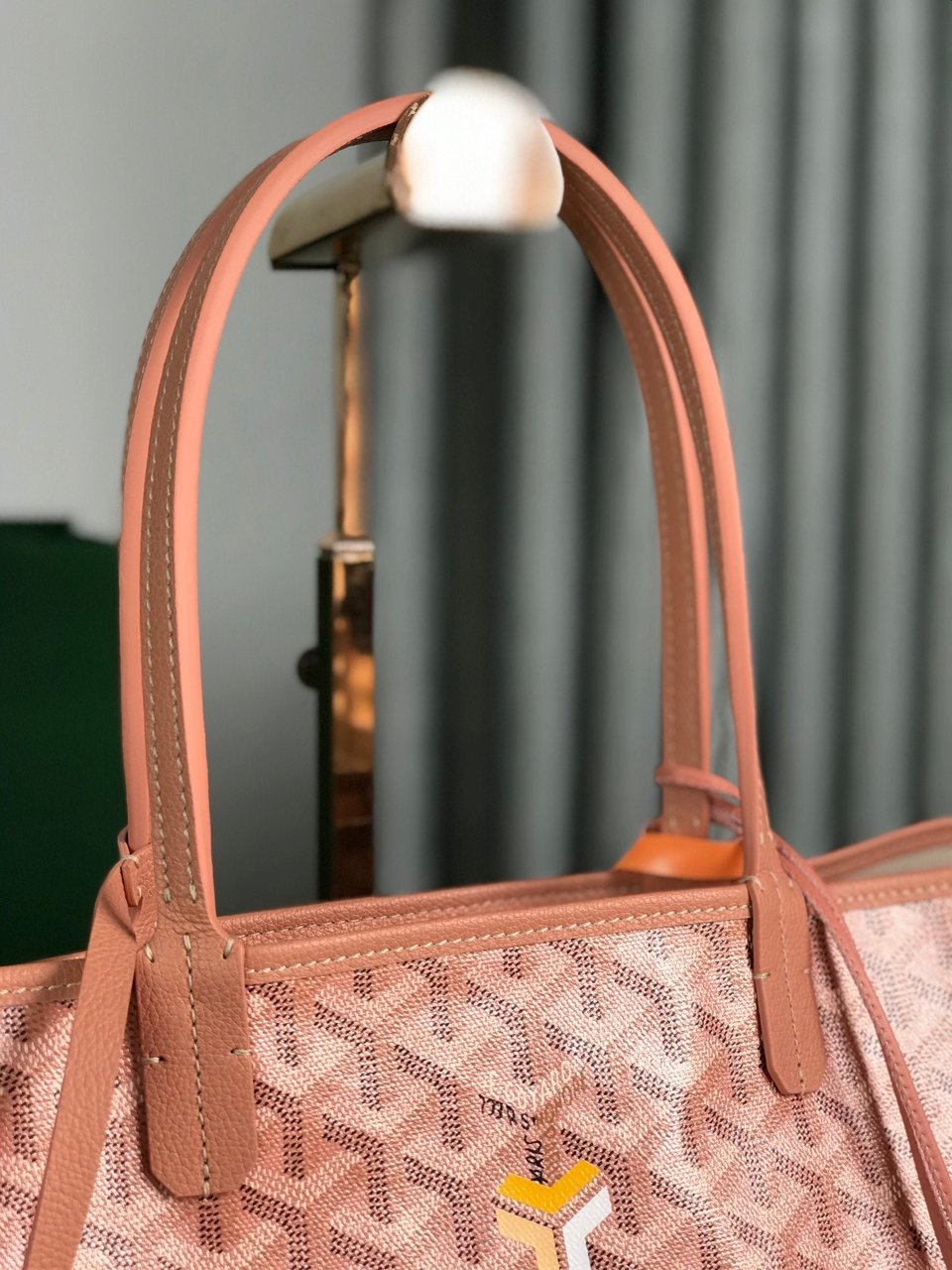 Goyard Saint Louis Pm Bag 34Cm Pink Canvas Chevroches Calfskin view 6