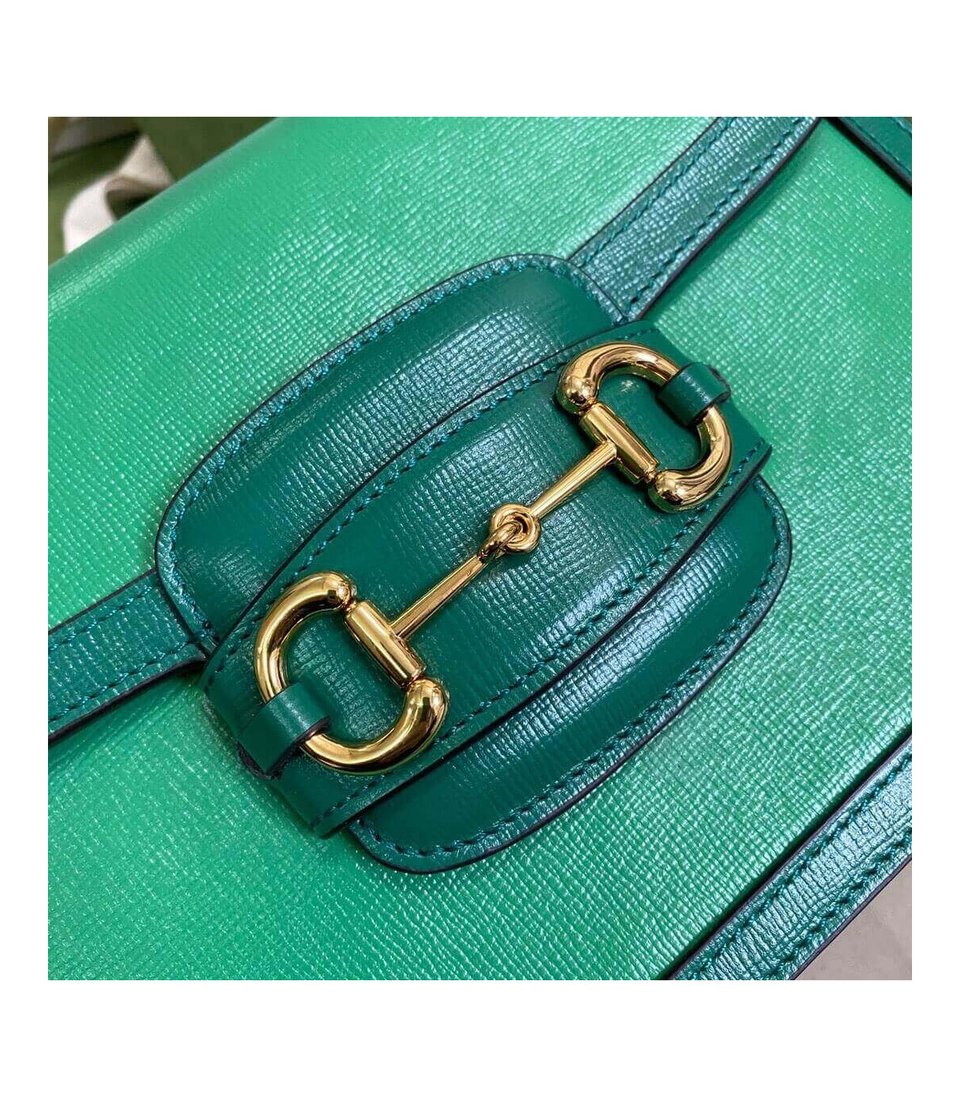 Gucci Horsebit 1955 Small Shoulder Bag Green Leather view 9