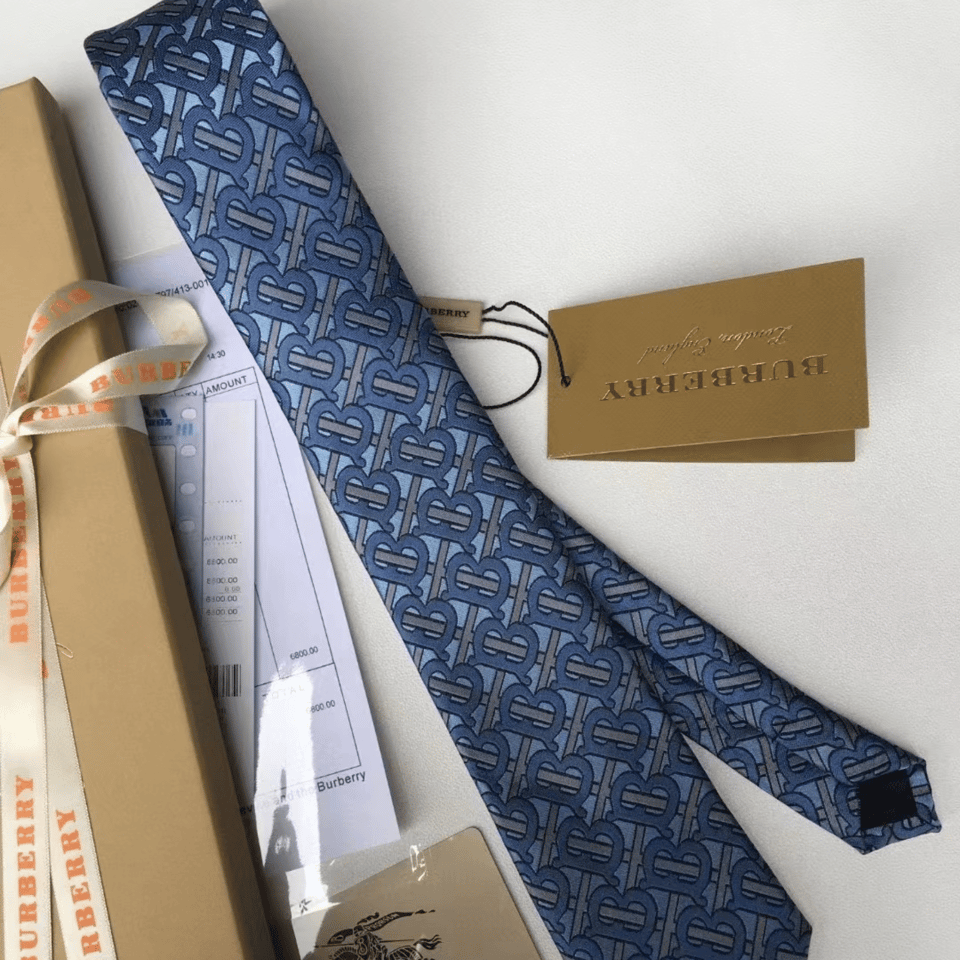 Burberry Blue Monogram Canvas Tie For Men view 6
