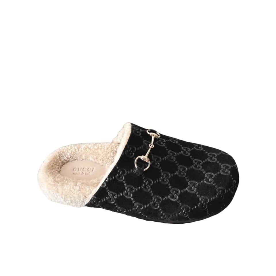 Gucci Women’S Horsebit Mule Gg Suede Black view 2