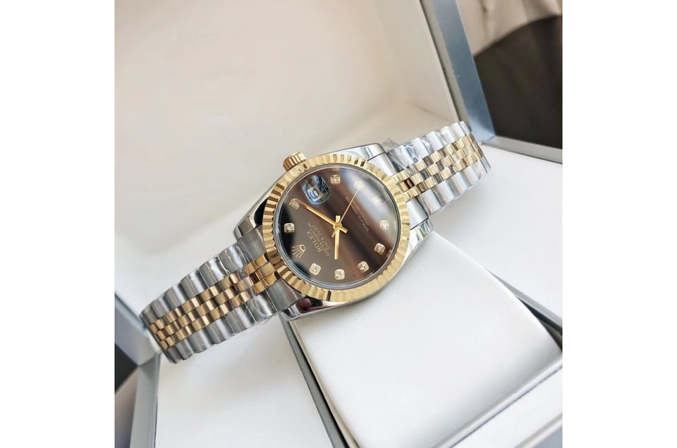 Rolex Datejust 36/28mm RG/SS Jub Black/Dia view 6
