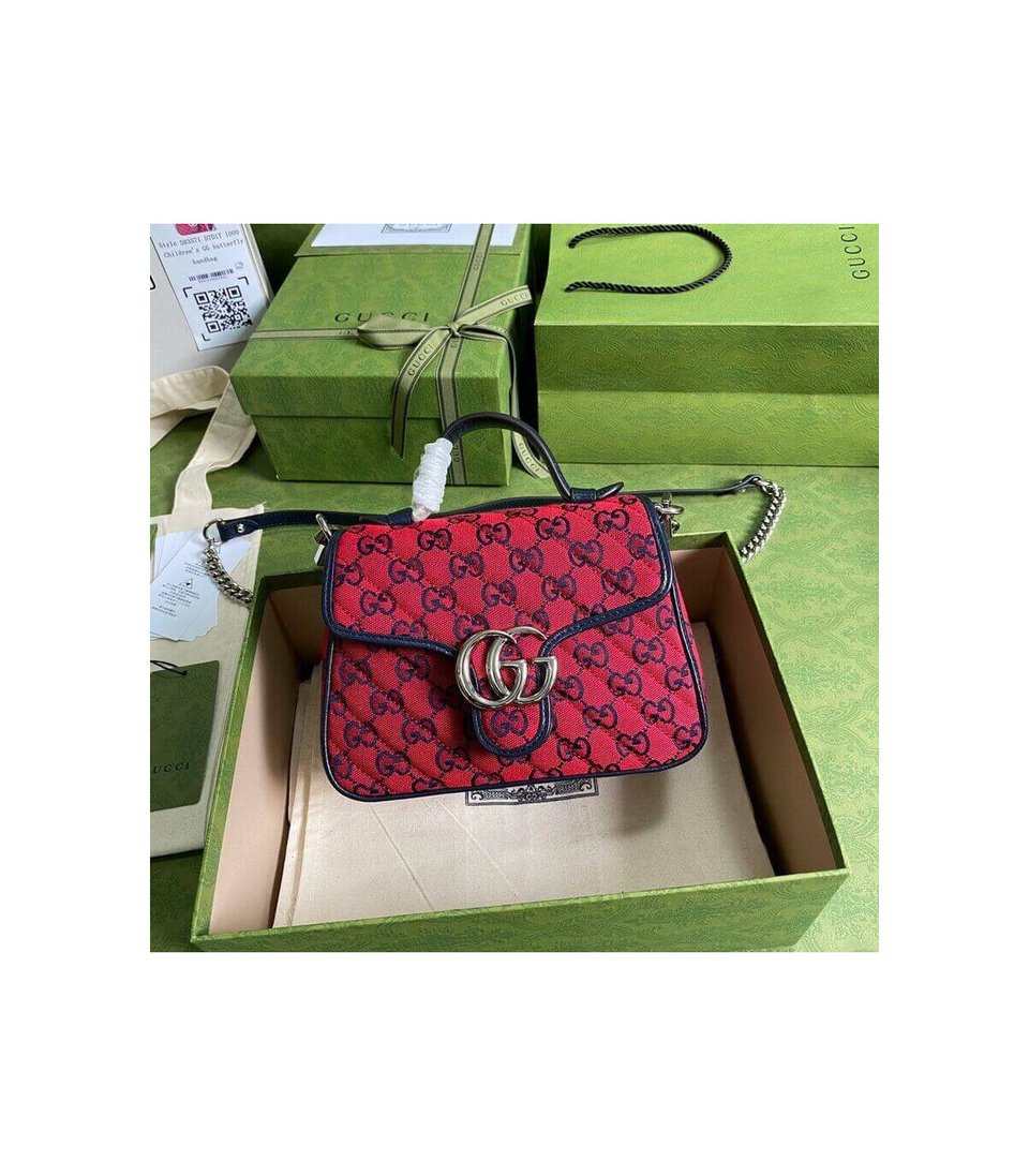 Gucci GG Marmont Multicolour Mini Top Handle Bag Red view 2