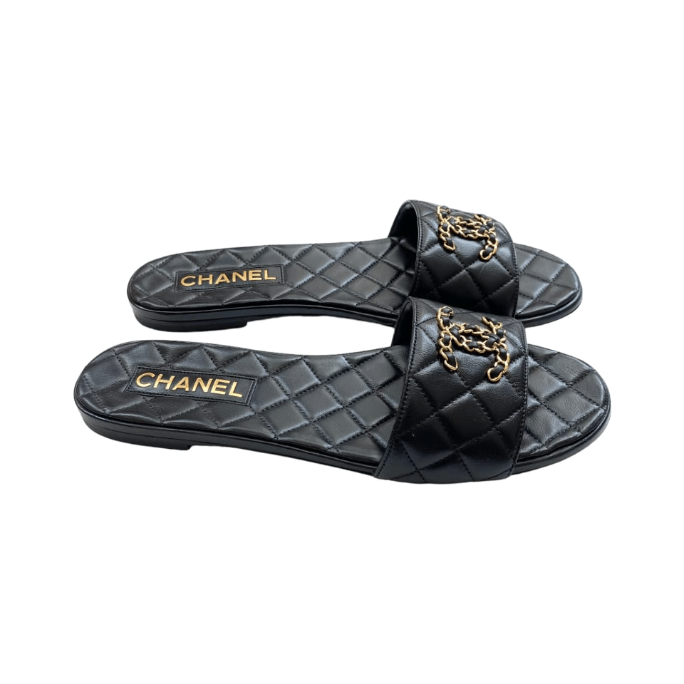 Chanel 23P Quilted Cc Chain Mule Sandal Black G39954 X56940 94305 view 2