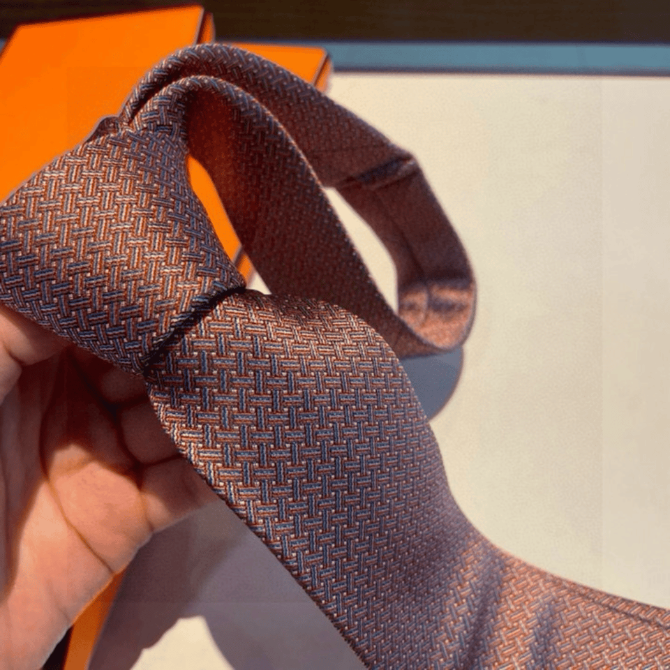 Hermes Pattern Canvas Tie For Men view 3
