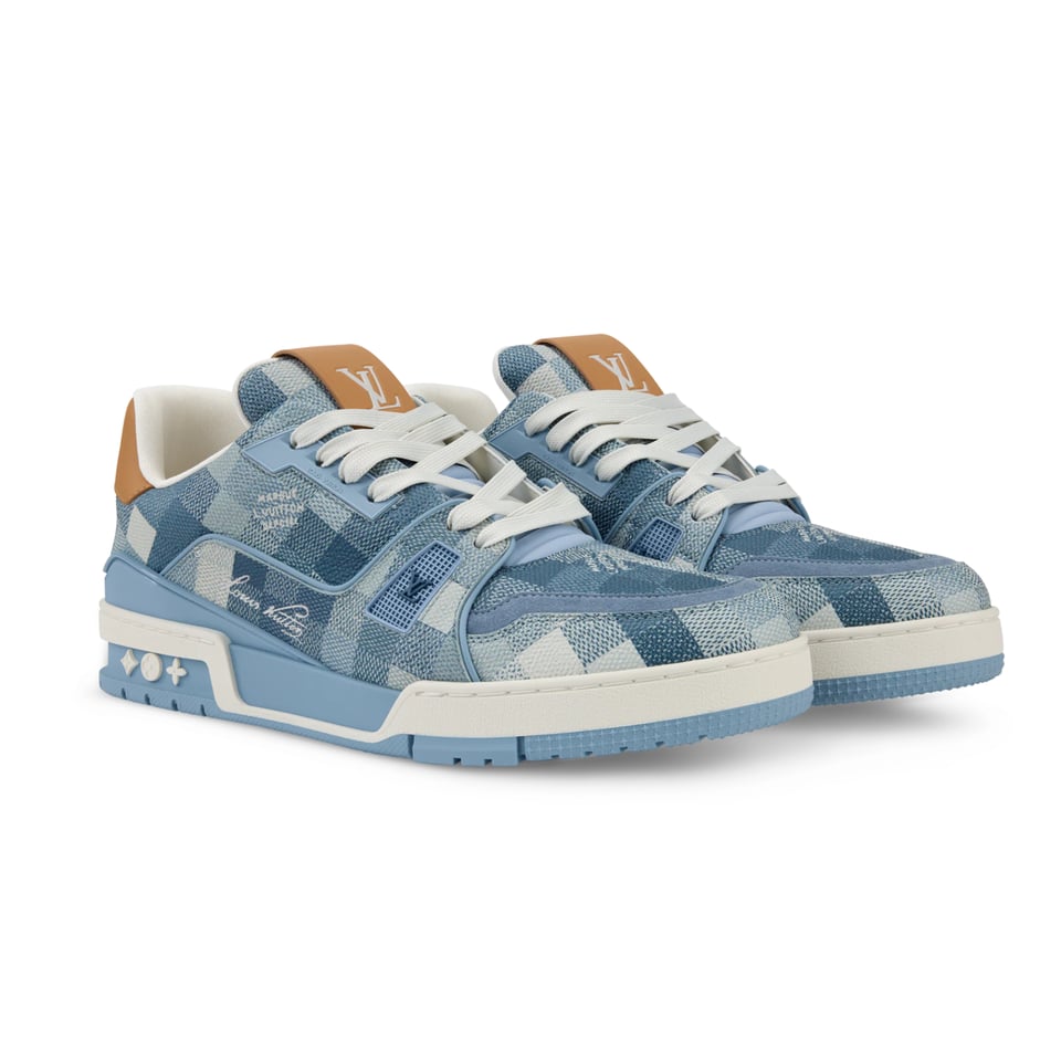 Louis Vuitton Trainer Sneakers Blue Textured Calfskin 1AKCCR