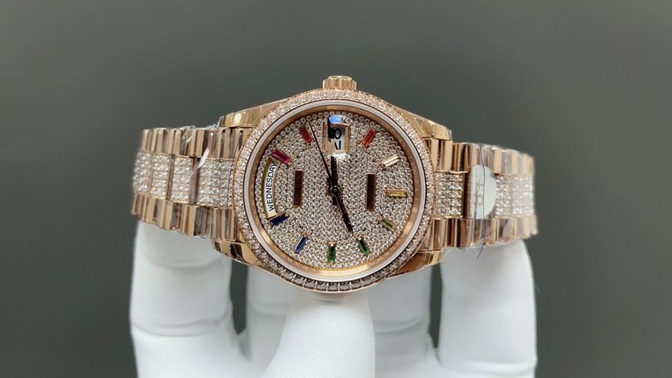 [Superclone] Rolex Day-Date 36mm Diamond-Paved Dial President 128345RBR view 3