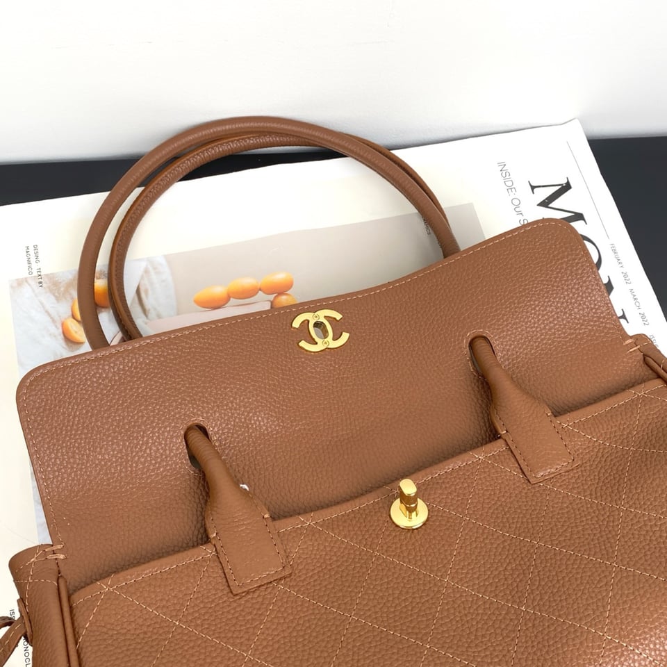 Chanel Urban Essential Tote Light Brown Caviar Gold Hardware 30cm/11.8in view 8