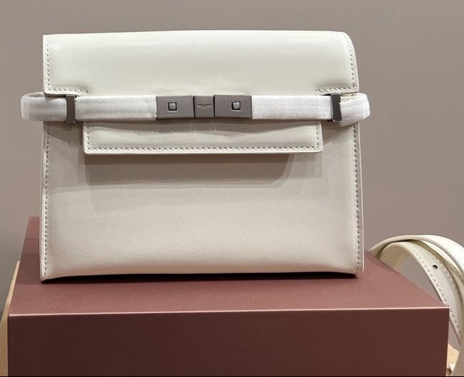 Saint Laurent Manhattan Shoulder Bag In Box Saint Laurent Leather White Silver 25Cm view 3