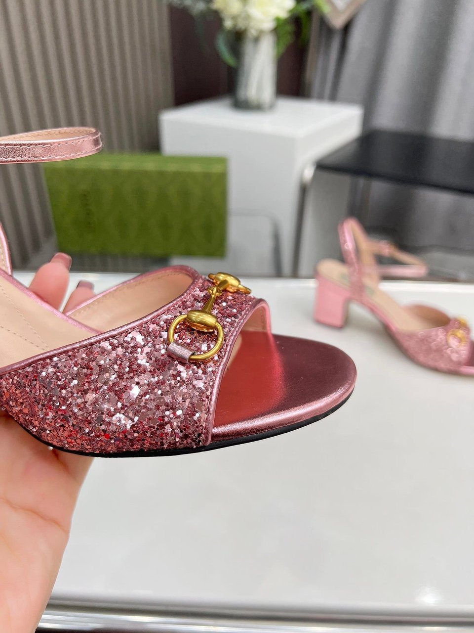Gucci Horsebit Sandal ?Metallic Pink 771697 Ksp20 5560 view 6