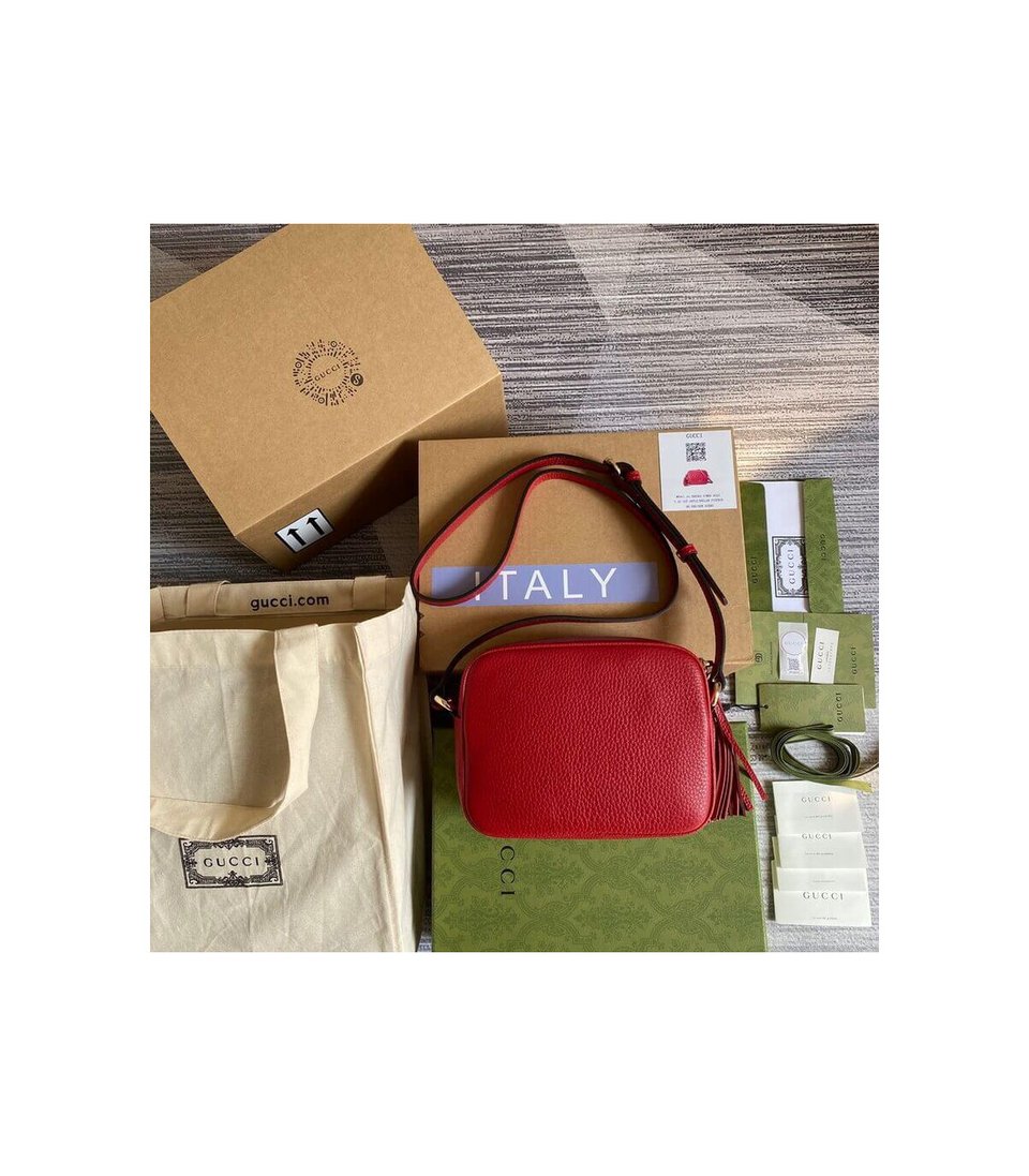 Gucci Soho Small Leather Disco Bag Red view 7