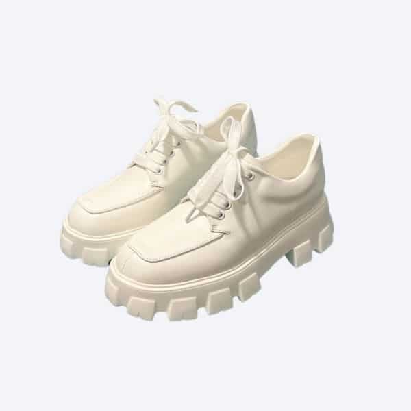 Prada Smooth Leather Oxford Loafers White view 2