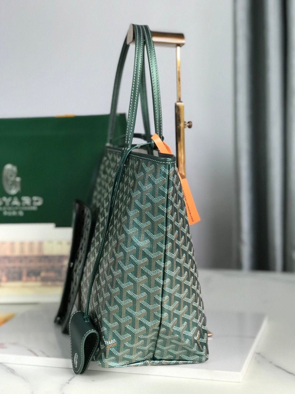 Goyard Saint Louis Pm Bag 34Cm Green Canvas Chevroches Calfskin view 10
