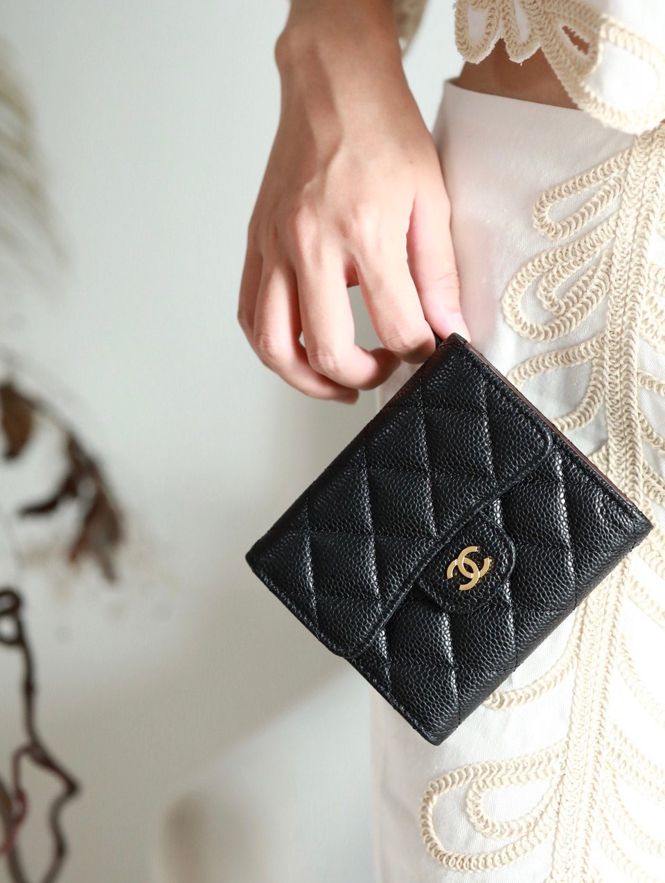 Chanel Flap Card Holder 11.5 Black Grained Calfskin Gold Icon view 3