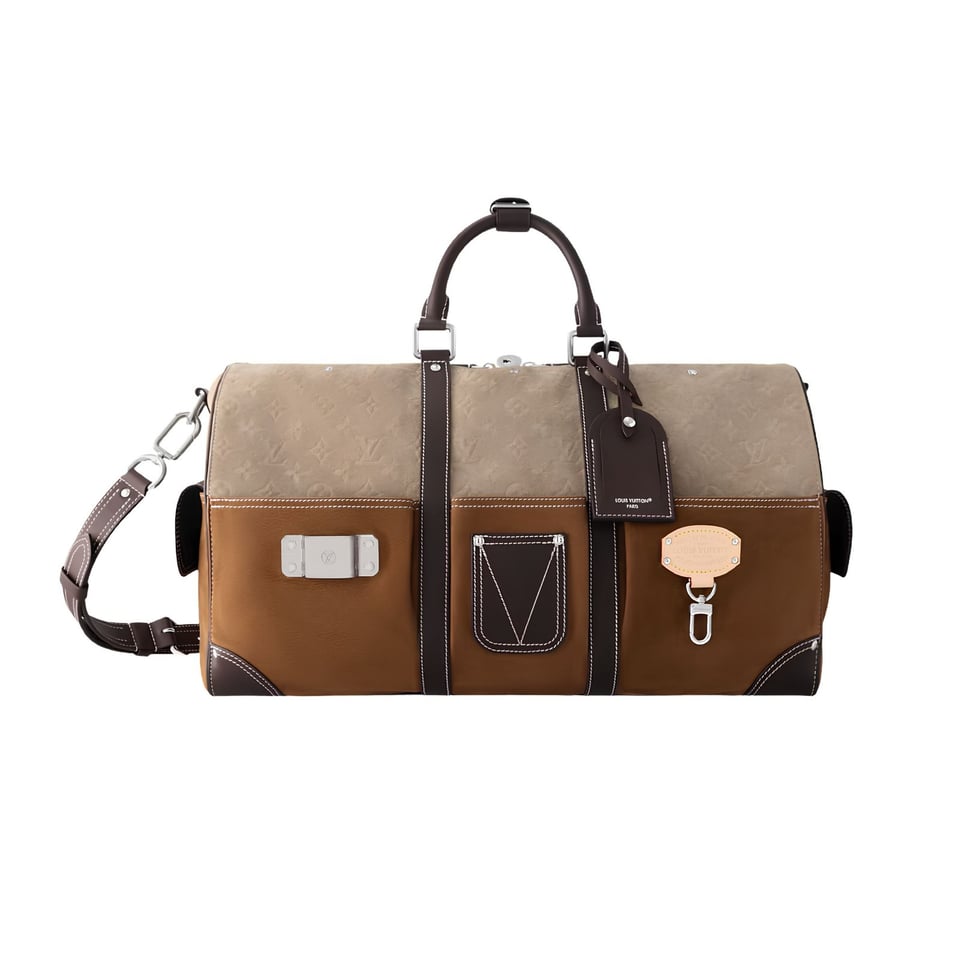 Louis Vuitton Keepall Bandoulière Bag 50cm/19.7in Tan Monogram Suede Leather M26127
