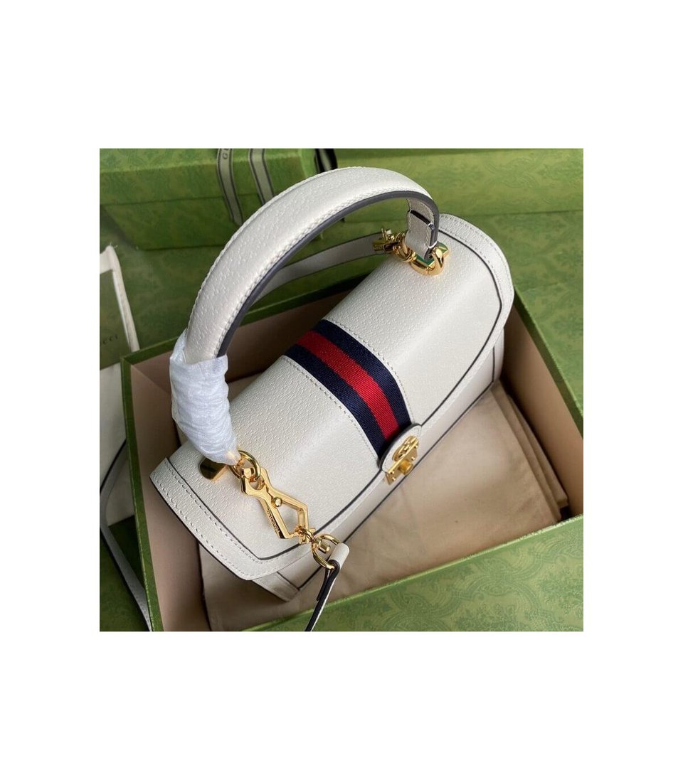 Gucci Ophidia Leather Small Top Handle Bag With Web view 9