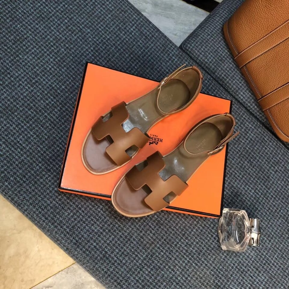 Hermes Santorini Sandal Brown view 4