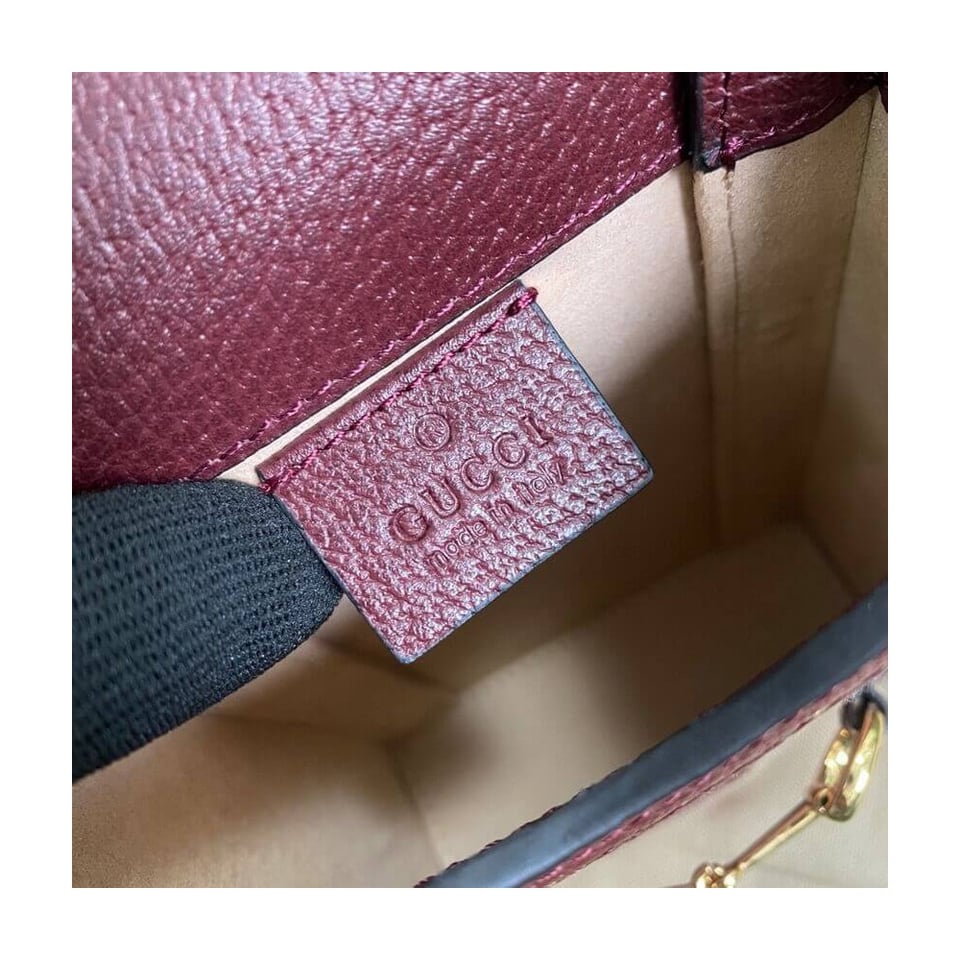 Gucci Horsebit 1955 Mini Bag in Burgundy GG Canvas view 11