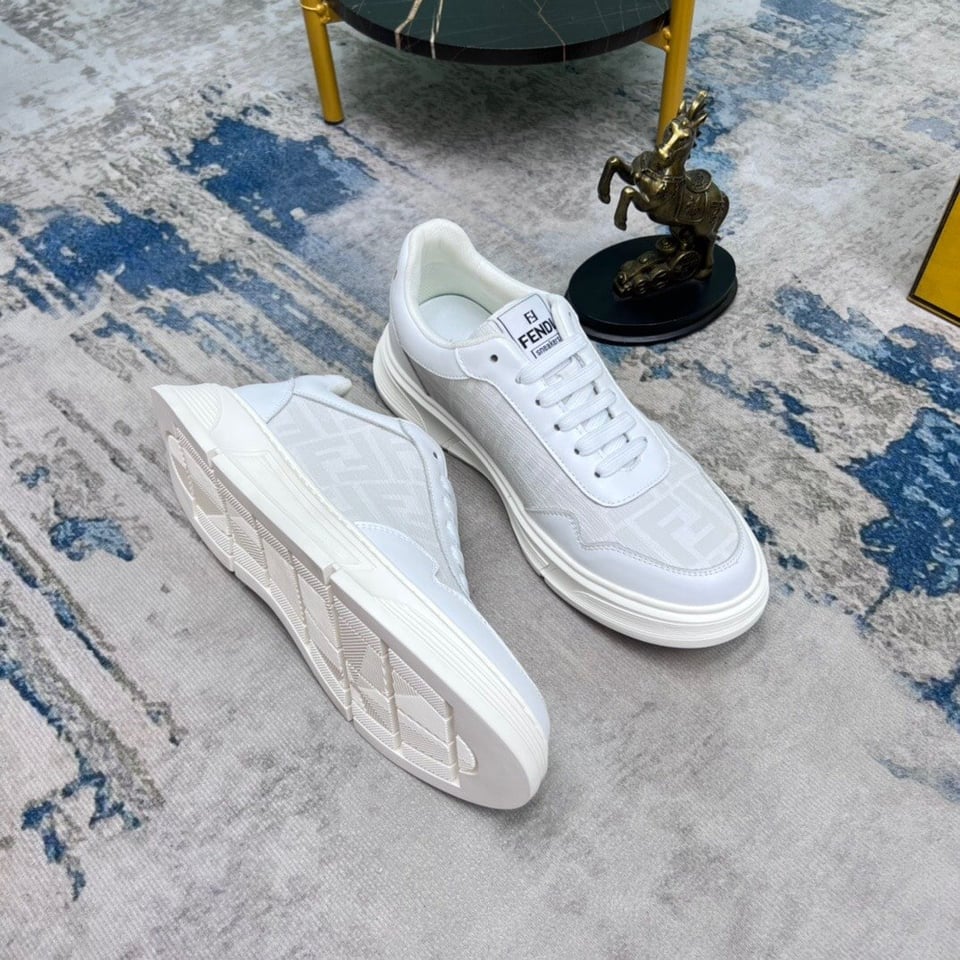Fendi Ff Motif Low Top Sneakers White view 3