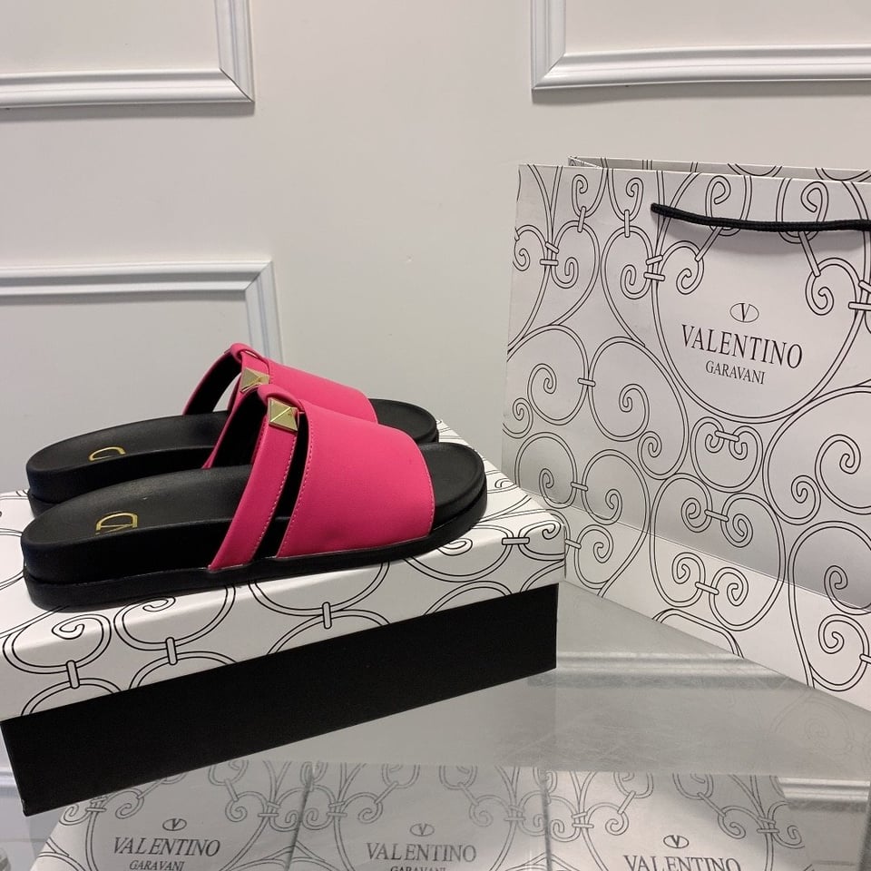 Valentino Rockstud Pink Slide Sandals view 8