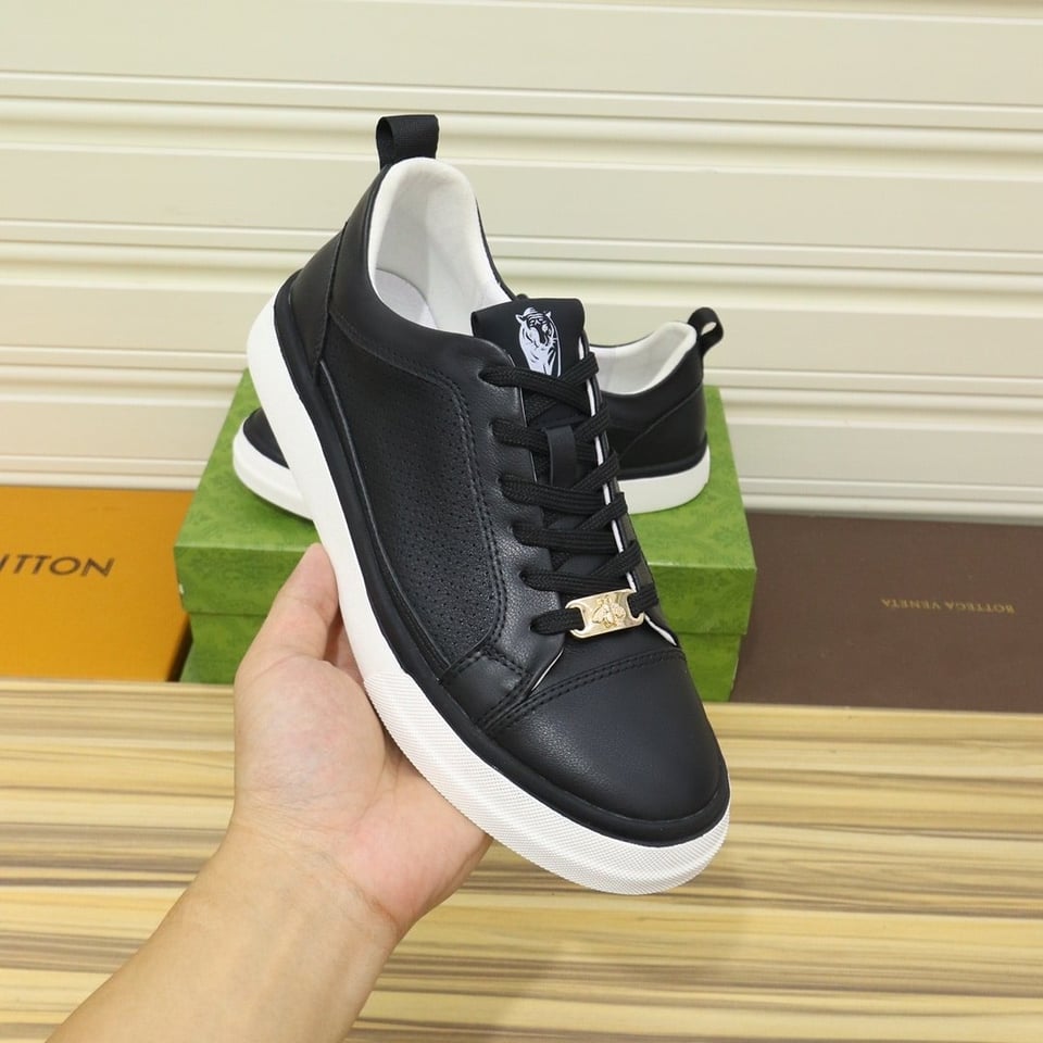 Gucci Men?S Platform Sneakers Leather Black And Black Edge view 4