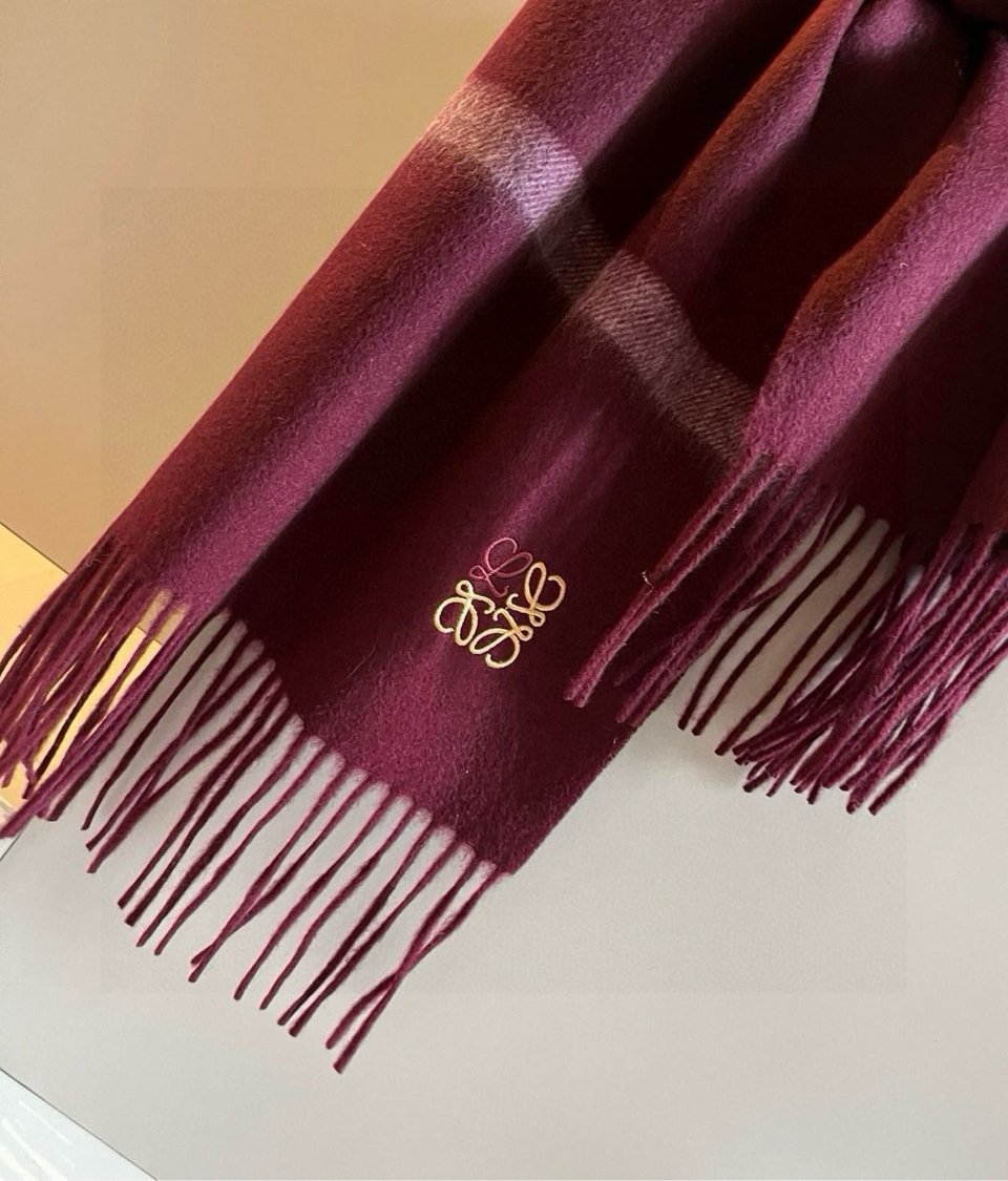 Loewe Mohair Scarf Ombre Burgundy For Women 180cm view 4