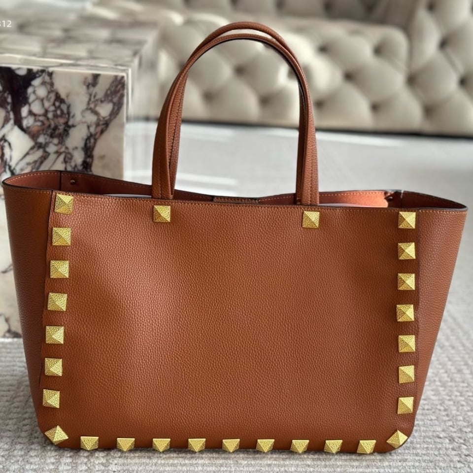 Valentino Garavani Rockstud Tote Bag Brown 40Cm view 3