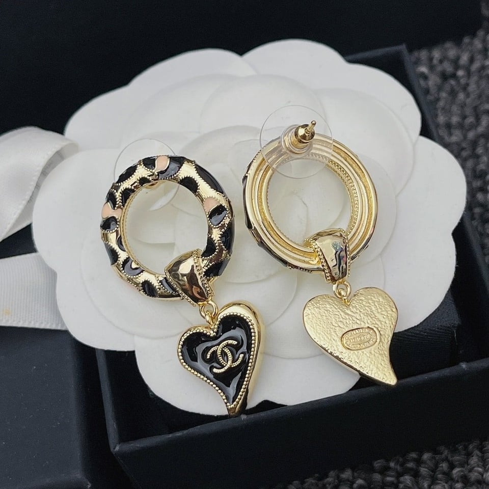 Chanel Classic Love Double C Logo Leopard Round Earrings view 2