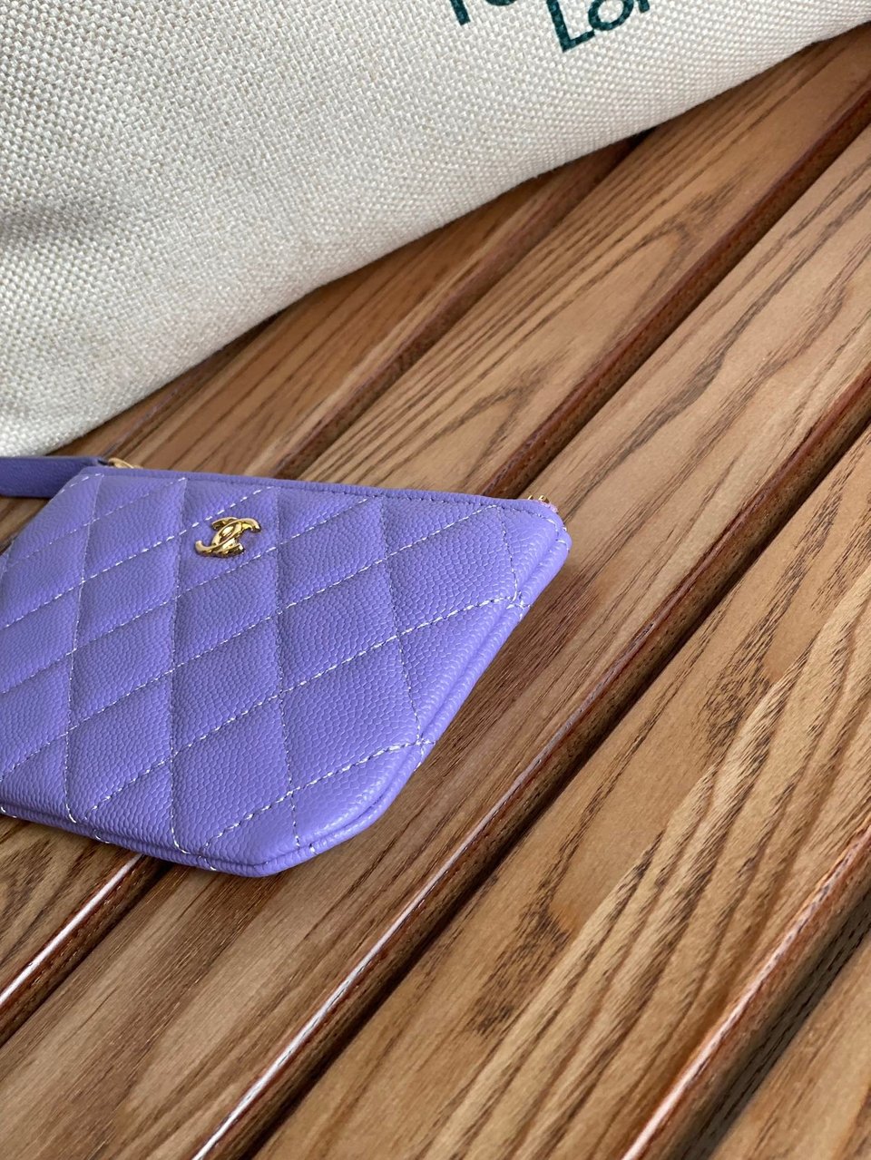 Chanel Zipped Wallet 15 Purple Caviar Gold Hardware view 10
