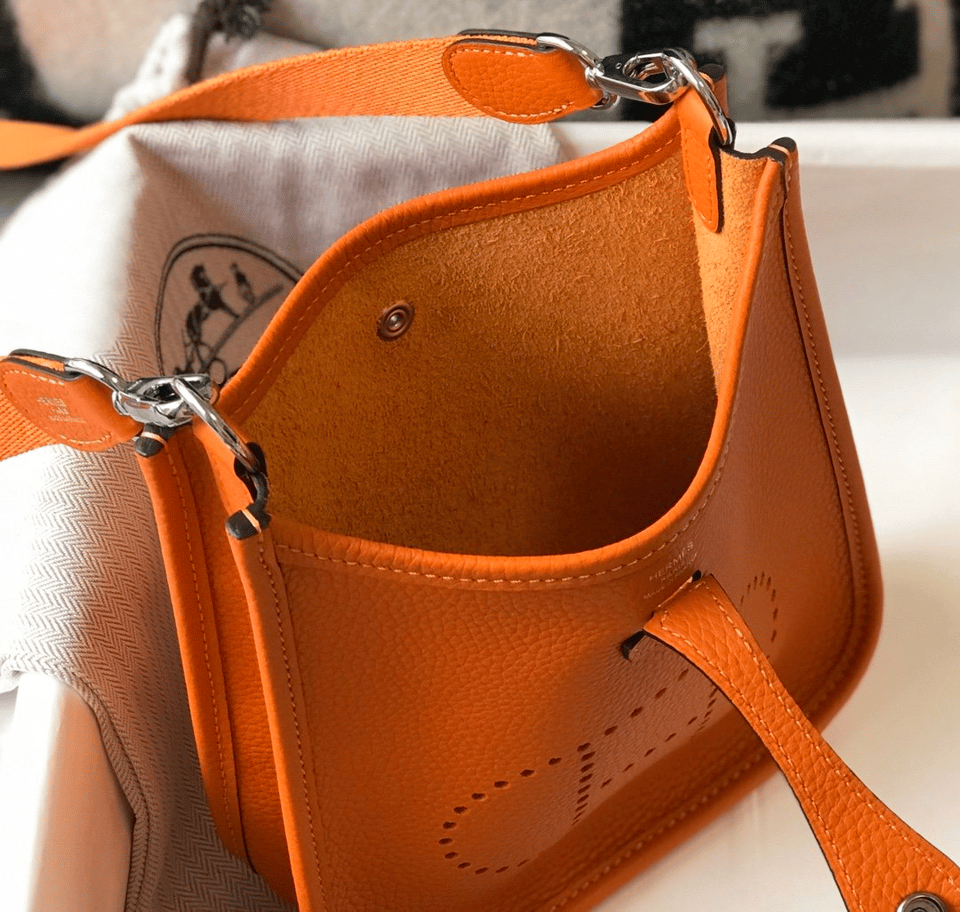 Hermes Evelyne 16 Amazone Bag Orange With Silver Toned Hardware 18cm view 11