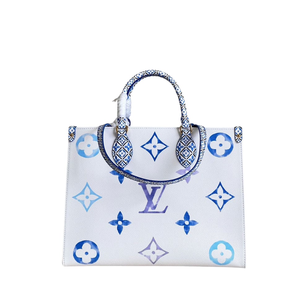 Louis Vuitton Onthego Handbag Blue Monogram Pattern 35cm/13.8in
