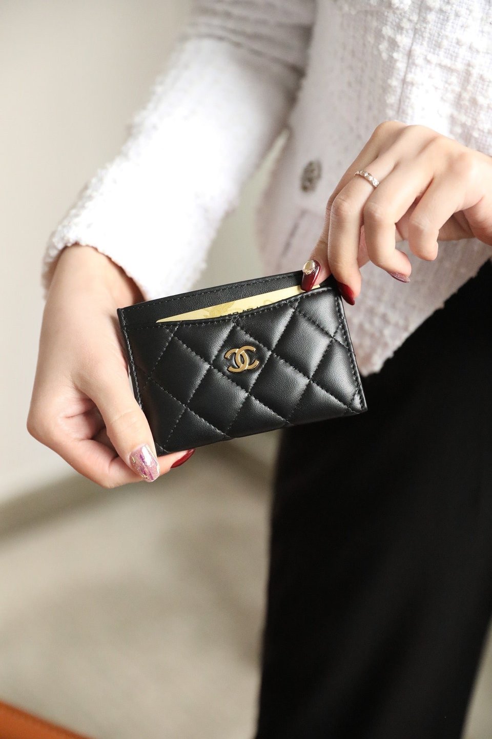 Chanel Card Holder 11 Black Calfskin Gold Icon view 8