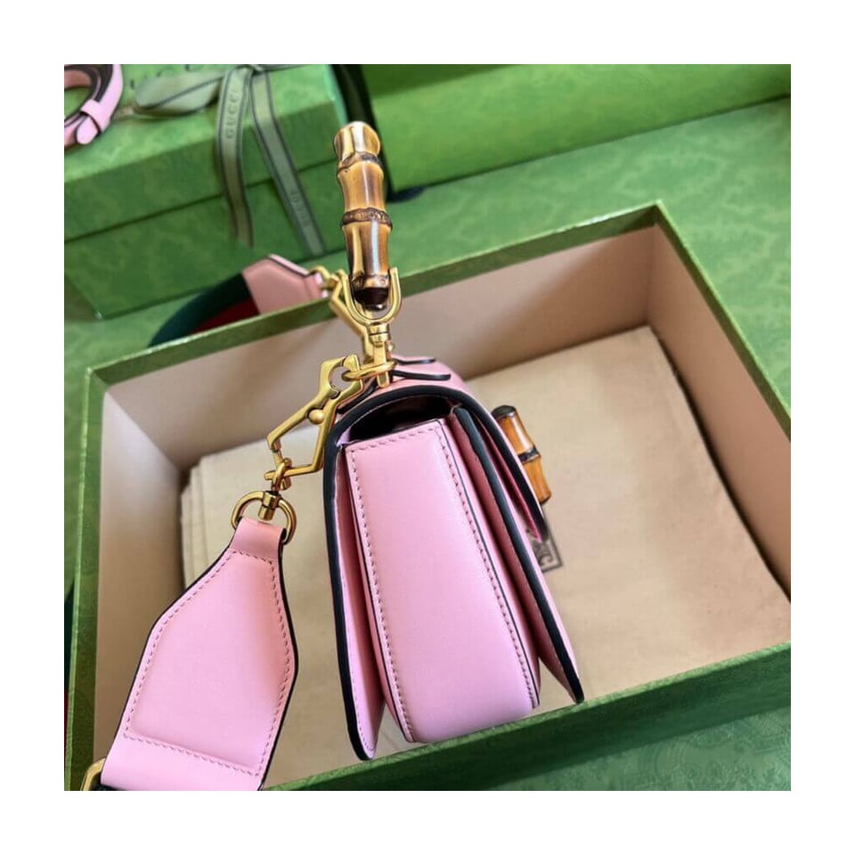 Gucci Mini Top Handle Bag with Bamboo Pink view 6