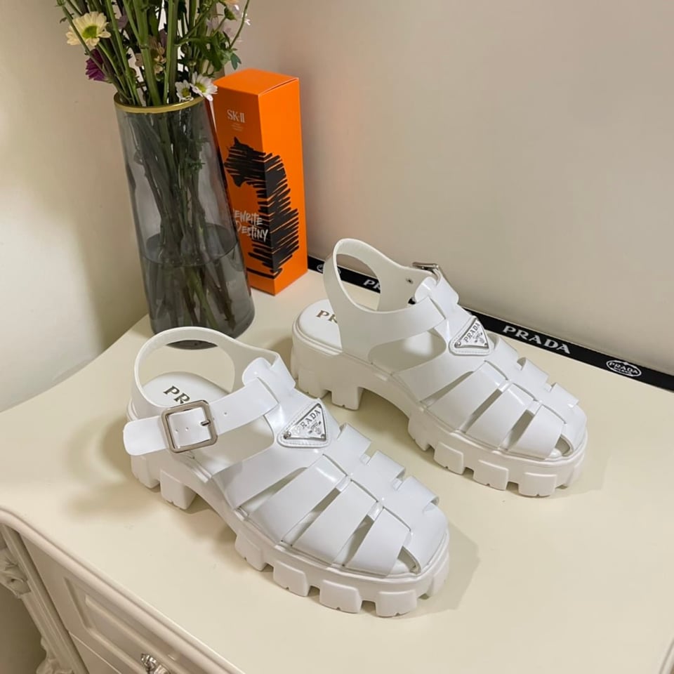 Prada Monolith Foam Rubber Sandals White 1X853M 3Lkk F0009 F 055 view 9