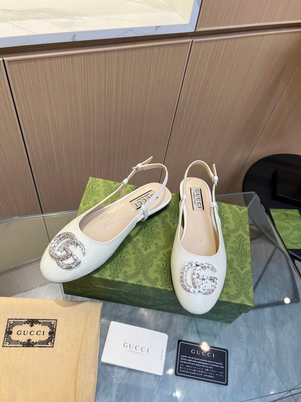 Gucci Gg Crystal Slingback White view 6