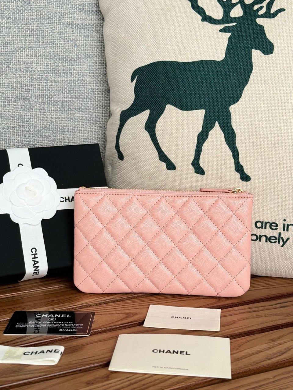 Chanel Zipped Wallet 20Cm Pink Quilted Caviar Gold Hardware view 10