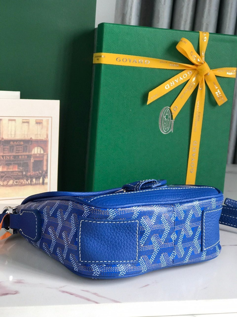 Goyard Grand Bleu 16cm Sapphire Blue Goyardine Canvas And Lambskin view 8