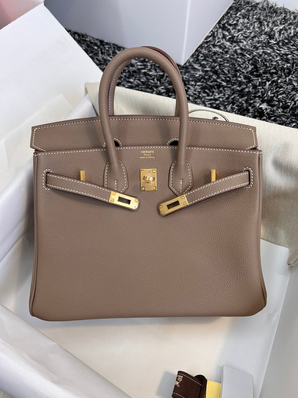 Hermes Birkin 25Cm Brown Togo Leather Gold Hardware view 5