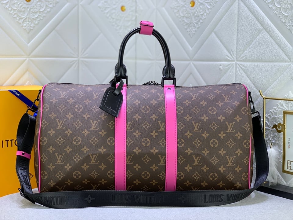 Louis Vuitton Keepall Bandouli Re 50 Brown And Pink Macassar Canvas M45866 view 11