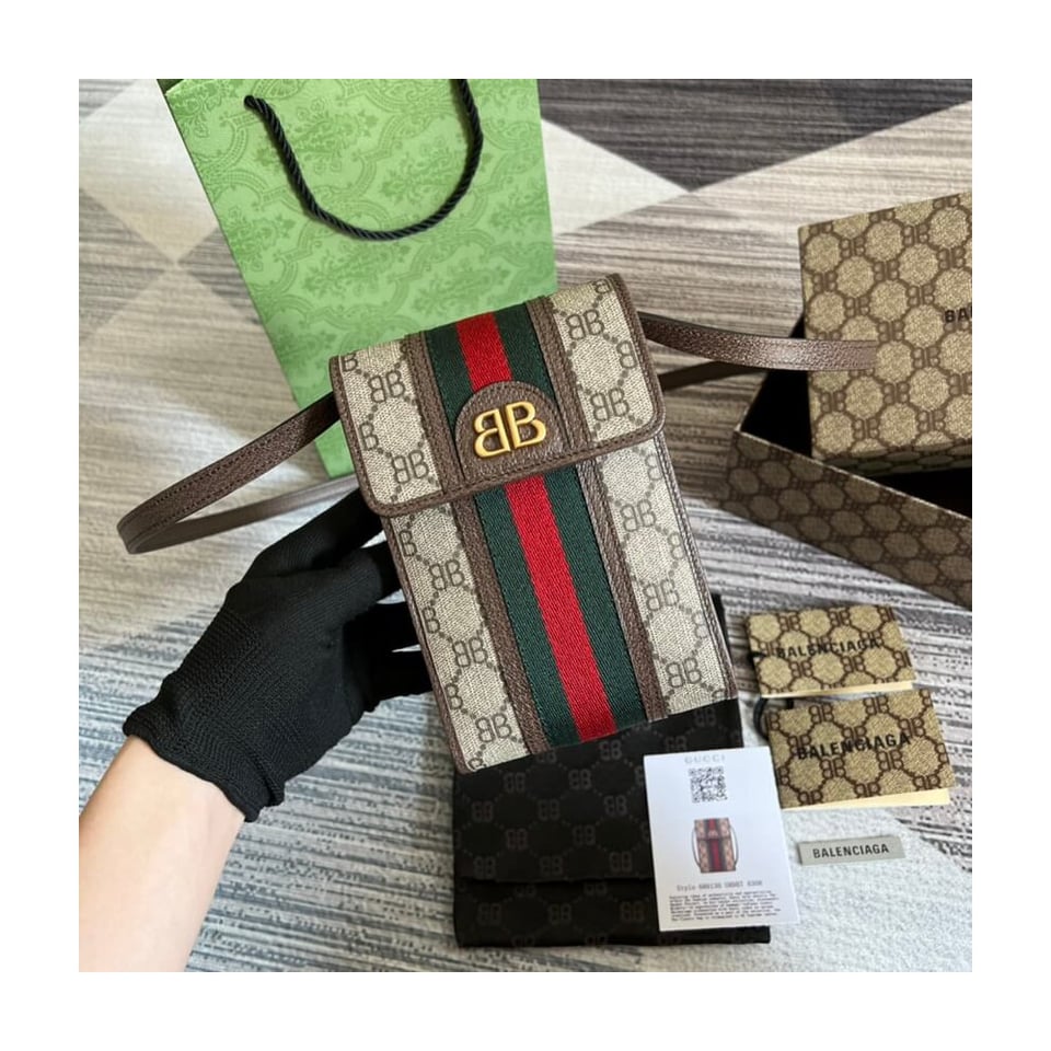Balenciaga x Gucci Hacker Phone Bag Coffee view 2