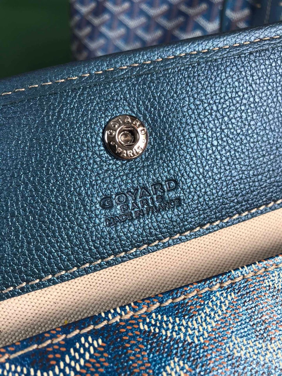 Goyard Saint Louis Gm Bag 40Cm Deep Blue Canvas Chevroches Calfskin view 8