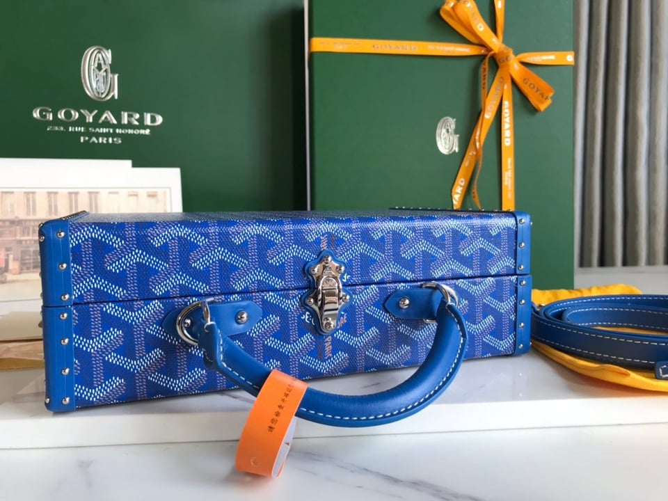 Goyard Grand Hôtel Trunk Bag 24.5cm Blue Goyardine Canvas And Calfskin view 6