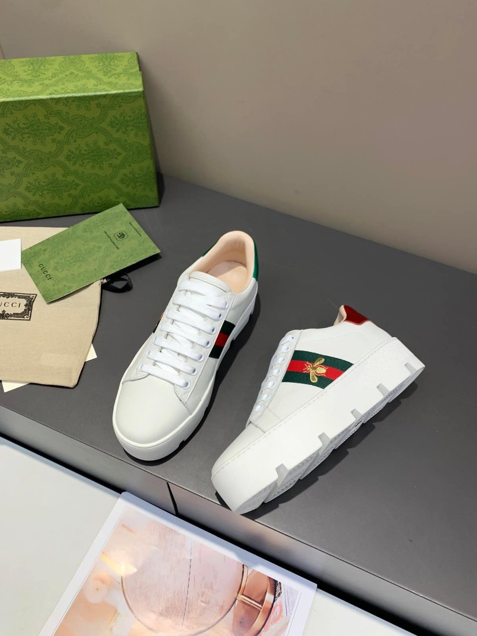 Gucci Ace Embroidered Platform Sneaker ?White 577573 Dope0 9064 view 5