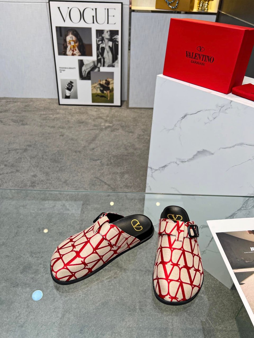 Valentino Garavani Toile Iconographe Vlogo Clog Red view 10