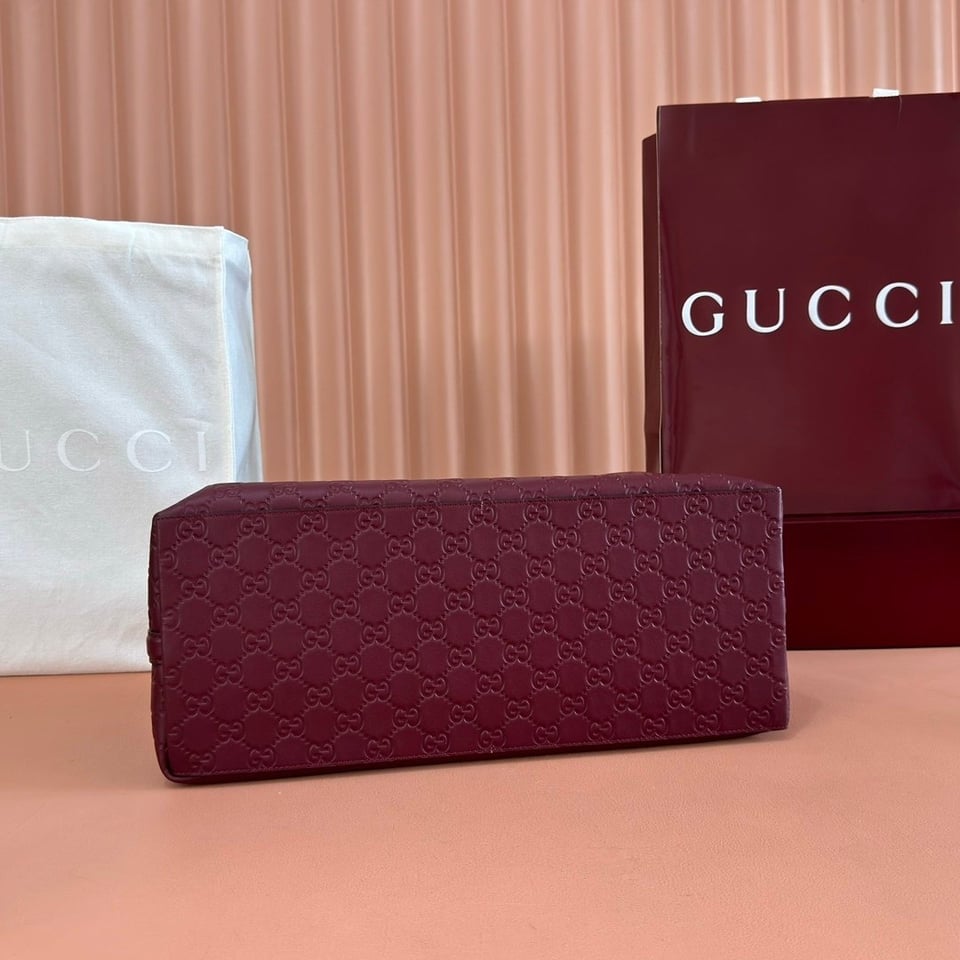 Gucci Rosso Ancora GG Embossed Leather Tote Bag 38cm/15in view 7