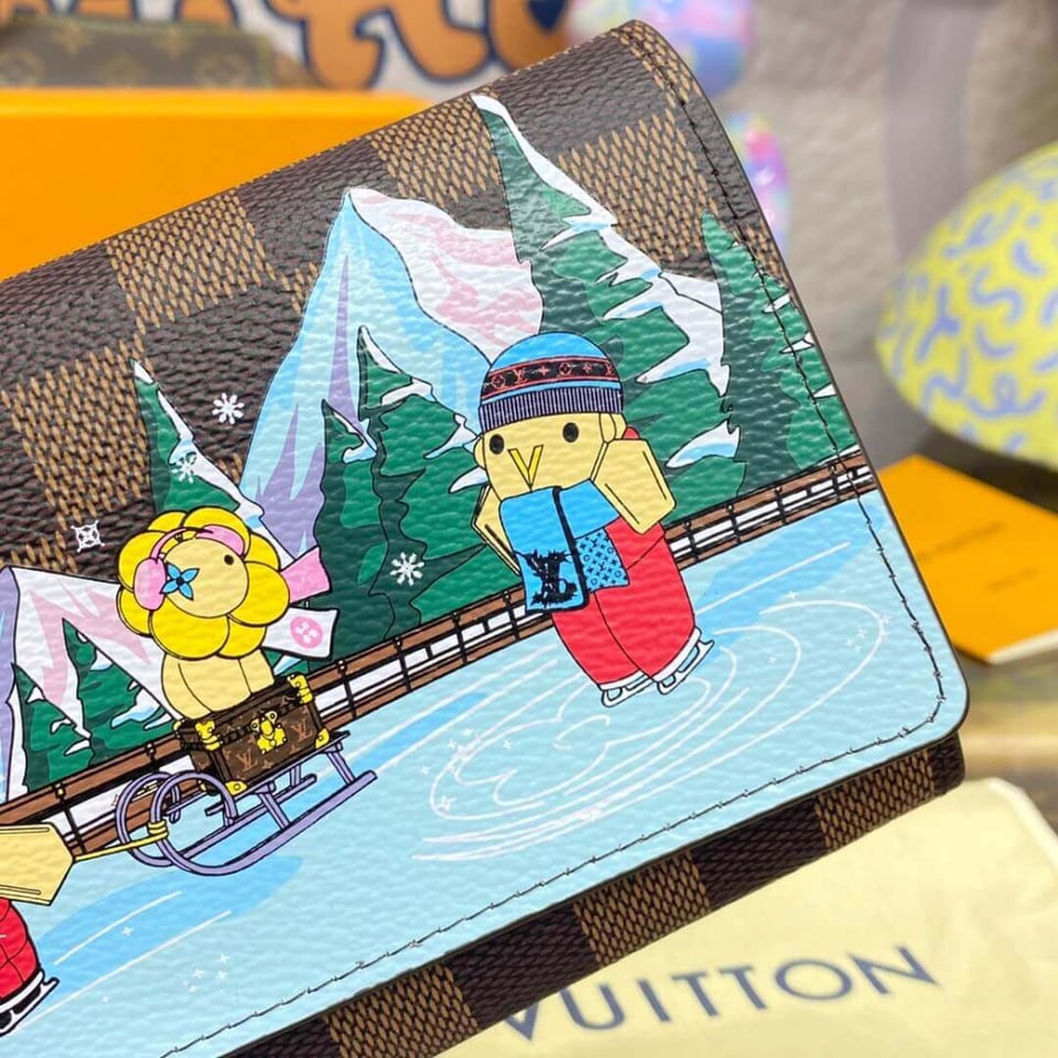 Louis Vuitton Vivienne Sailing Damier Ebene Sarah Wallet Pink view 6