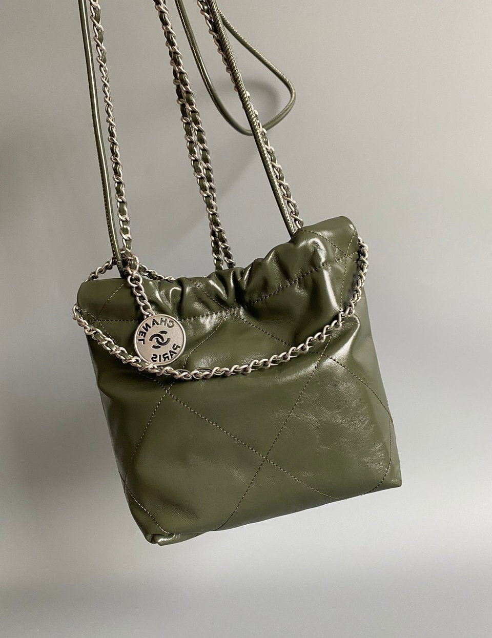 Chanel Hobo Mini 20Cm Olive Lambskin view 3