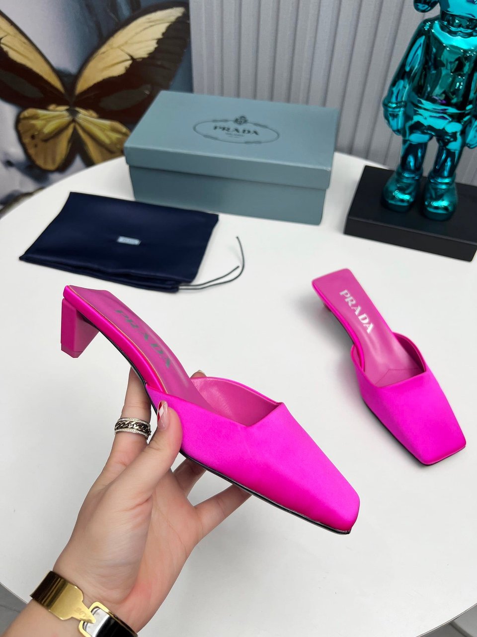 Prada Leather Mules Pink view 6